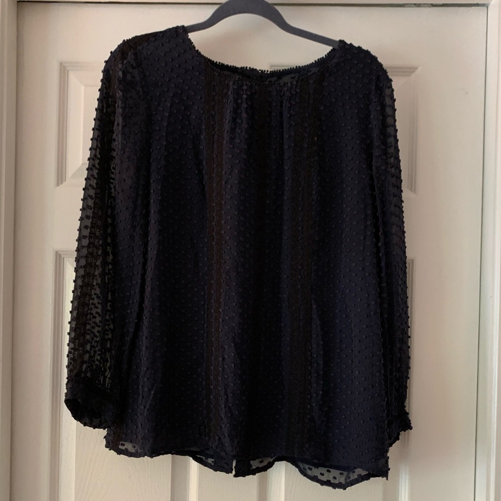 J. Crew Swiss Dot Button Back Blouse